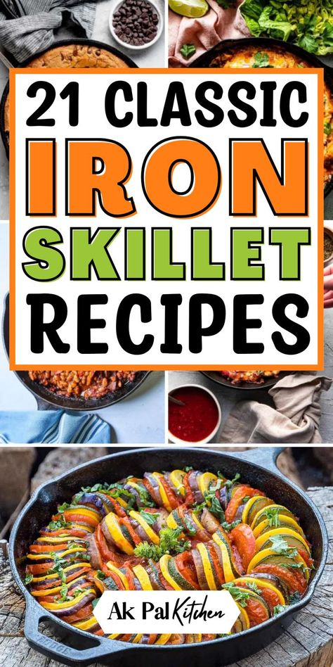 Elevate your cooking with these delicious iron skillet recipes! From skillet cornbread and cast-iron pizza to skillet chicken pot pie and apple crisp, these iron skillet dishes are versatile and easy to make. Try one-pan meals, cast-iron breakfasts, or skillet casseroles for any occasion. Perfect for hearty dinners or quick desserts, these recipes make the most of your cast-iron skillet! 1 Pan Skillet Meals, Cast Iron Skillet Side Dishes, Cast Iron Skillet Hamburger Recipes, Cooking With A Cast Iron Skillet, Southern Cast Iron Recipes, Casket Iron Skillet Recipes, One Skillet Recipes Easy, Chicken In Cast Iron Skillet, Easy One Skillet Meals