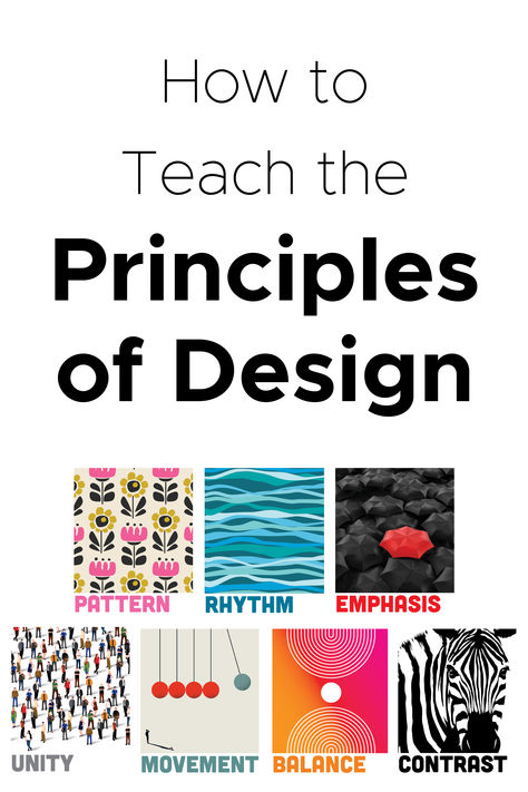 Planning how to teach Principles of Design to your students can be challenging. I cover teaching the Principles of Designs in many different ways in my art curriculum. Here’s some of my favorites. Principles Of Design Art Projects, Gradation Design Art, Principles Of Design Poster, Principles Of Design Harmony, Principles Of Design Balance, Principles Of Design Proportion, Principles Of Design Movement, Graphic Design Lesson Plans, Principles Of Design Contrast