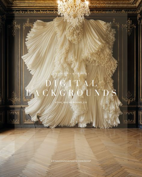 ✨Baroque Silk Collection: featuring exquisite digital backgrounds of silk chiffon draped in lavish baroque settings. ✨These backdrops are perfect for wedding photography, fashion editorials, and sophisticated maternity visuals, offering a luxurious canvas for digital composites. The rich textures and dramatic folds create an atmosphere of decadence ideal for artists seeking to add a touch of elegance to their projects. 🛍️Shop at the link in bio.🥰 Wedding Draping, Bridal Shops, Under The Dome, Ballet Art, Digital Backgrounds, Wedding Mood, Photography Fashion, Bridal Shop, Rich Textures