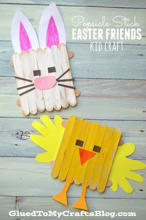 Popsicle Stick Easter Friends {Kid Craft} Easter Crafts Preschool, Easter Arts And Crafts, Popsicle Crafts, Easter Preschool, Friend Crafts, Craft Sticks, Stick Crafts, Popsicle Stick Crafts, Easter Projects