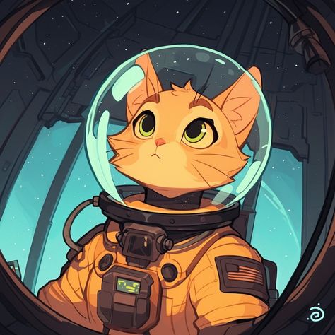 Astronaut Cat Drawing, Orange Cat Drawing, Space Theme Art, Cat Character Design, Animal Character Design, Cats In Space, Cat In Space, Drawings Inspo, Cat Astronaut