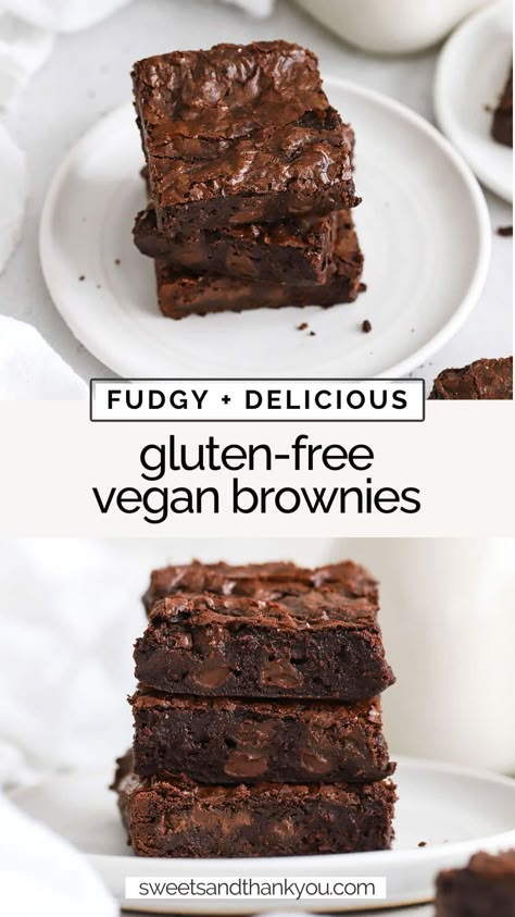 Brownies No Eggs, Brownies Without Eggs, Vegan Brownie Recipe, Vegan Gluten Free Brownies, Fudgy Vegan Brownies, Best Vegan Brownies, Brownie Vegan, Gluten Free Brownies Recipe, Brownies Fudgy