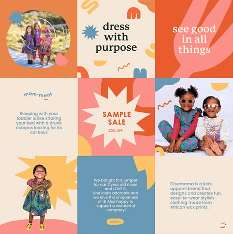 Kids Branding Design, Store Social Media, 블로그 디자인, Social Media Design Ideas, Kids Graphic Design, Kids Social Media, Graphic Clothes, Media Branding Design, Background Baby