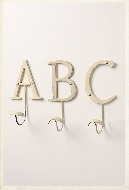 Life with Lucie & Ella: Make Your Own Letter Towel Hooks Letter Hooks, Bathroom Towel Hooks, Marquee Letters, Towel Hooks, Coat Hanger, Home Hardware, Kids' Bathroom, Kids' Room, Beautiful Wall