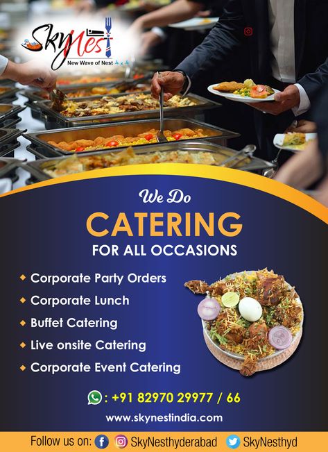 Food Catering Business Card, Healthy Food Catering, Catering Banner Design, Catering Advertising Ideas, Catering Marketing Ideas, Catering Services Poster, Catering Design Ideas, Catering Services Flyer, Catering Poster