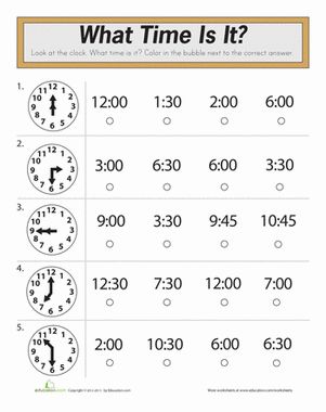 What time is it? Review time telling skills on the analog clock with this fill-in-the-bubbles quiz. Math Quiz For Grade 1, First Grade Homework, Time Quiz, Math Practice Worksheets, Telling Time Worksheets, What Time Is It, 2nd Grade Math Worksheets, 1st Grade Math Worksheets, Time Worksheets