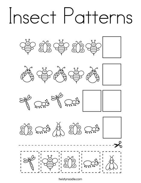 Insect Patterns Coloring Page - Twisty Noodle Preschool Crafts Bugs, Bug Themes For Preschool, Bug And Insect Theme Preschool Crafts, Insect Learning Activities For Preschool, Bugs For Preschoolers, Bug Crafts Preschool Insects, Spring Insects Preschool, Insect Crafts For Preschoolers, Insect Activities For Kindergarten