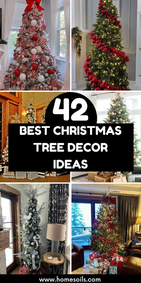 Make your holiday magical with these 42 best Christmas tree decor ideas! From classic ornaments to unique themes, create a stunning and festive centerpiece. Visit our site for more inspiration! Pine Christmas Tree Decorations, Christmas Tree With Ornaments Only, Large Christmas Trees Decorated, Big Ornaments On Tree Decorating Ideas, Red And Green Christmas Decor Xmas Trees, Tuscan Christmas Tree, Themed Tree Ideas, Christmas Tree Decor Ideas Traditional, Best Christmas Tree Ideas