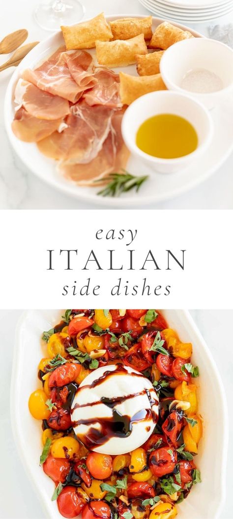 These easy and delicious Italian side dishes are perfect with a wide variety of meals, and of course they complement pasta beautifully! No matter what you’re serving, these Italian sides are bursting with savory flavor. Italian Sides, Italian Side Dishes, Italian Main Dishes, Italian Lunch, Italian Dinner Party, Italian Menu, Italian Side, Julie Blanner, Italian Dinner Recipes