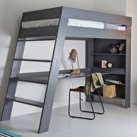 17 Stylish Loft Beds for Adults  #kidsroom #smallspaces #bedroom #adults Having loft beds in your bedroom may feel like an unsophisticated throwback to your days of bunking with other people in a dorm, Loft Bed Desk, Adult Loft Bed, Apartemen Studio, A Loft Bed, Design Ložnic, Loft Bed Plans, Modern Bunk Beds, Bunk Bed With Desk, Kids Loft