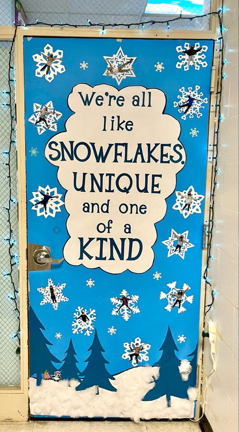 Winterwonderland Door Decorations, Let It Snow Classroom Door Decoration, Small Christmas Bulletin Board Ideas, Winter Wonderland Door Decorations For School Decorating Ideas, Toddler Classroom Door Ideas Christmas, Christmas Door Decorating Contest Snowman, Winter Themed Door Decorations, Christmas Teacher Board Ideas, Classroom Doors For Winter