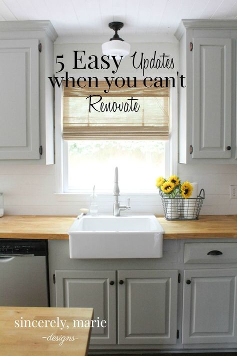 Easy Farmhouse Updates, 1940s Renovation House, Simple House Updates, Inexpensive Home Updates, Ikea Renovation, Simple Home Improvements, Easy Home Renovations, Kitchen Credenza, Easy Home Improvement