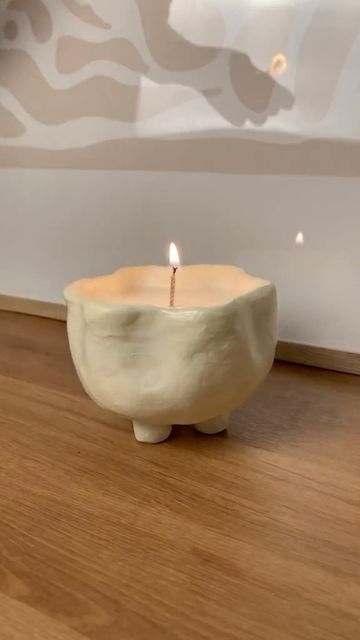 Diverse Pottery on Instagram: "Candle jar idea🕯️| 🎥 @helloclayre Follow @diversepottery for daily pottery and ceramics content 🏺 - Follow @diversepottery Follow @diversepottery Follow @diversepottery If you learned something new or were inspired, please like and share the video🙏🏽 - DM for removal request. No copyright intended. All rights and credits reserved to the respective owner. #pottery #ceramic #clay #artist #handmade #ceramicstudio #sculpture #art #design #handmadeceramics #homedeco Ceramic Candle Vessel, Clay Candle Pots, Clay Candle Jar, Handmade Clay Ideas, Air Dry Clay Candle, Candles Ceramic, Candle Pottery, Valentines Candles, Ceramic Candle Jar