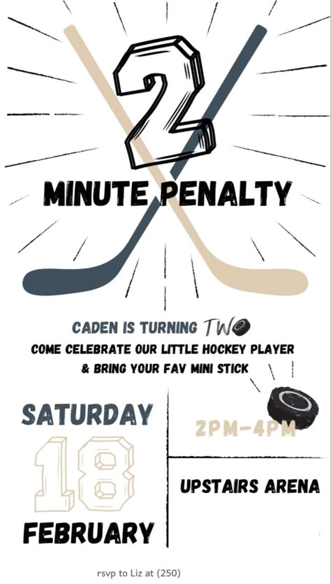 Hockey theme birthday invite Hockey Themed 1st Birthday Party, Hockey 3rd Birthday, Hockey 2nd Birthday Party, Hockey Birthday Party Ideas, Hockey Themed Birthday Party, Hockey Birthday Cake, Hockey Birthday Party, Hockey Birthday Parties, Unique Birthday Party Ideas