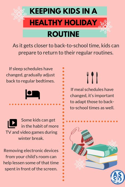 Tips for keeping a healthy routine for your student during the holiday break. Meal Schedule, Healthy Holidays, Holiday Break, Sleep Schedule, Healthy Routine, School Time, The Holiday, Back To School