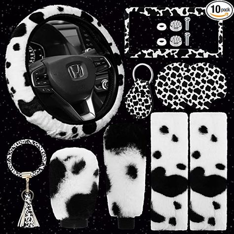 Cow Print Jeep Accessories, Cow Print Steering Wheel Cover, Cow Print Car Decor, Cow Print Truck Interior, Cow Print Car Interior, Cow Car Decor, Cow Car Accessories, Western Car Decorations Interior, Girl Truck Accessories