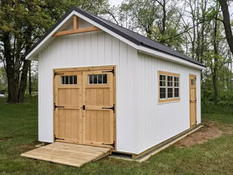 Custom Sheds [2021 Models] | Quality Sheds For Sale In Ohio Sheds Ideas Backyard Landscaping, Small Detached Garage Ideas, Shed Skirting Ideas, Detached Garage Ideas, Shed Exterior Ideas, Shed Pool House, Sheds Ideas Backyard, Farmhouse Sheds, Meridian House