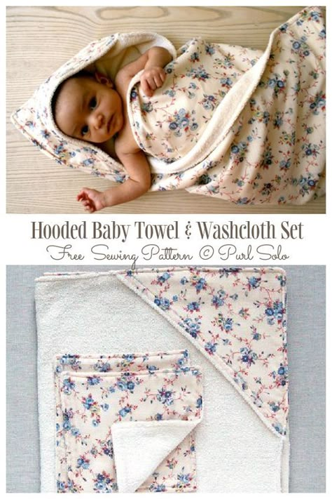 DIY Hooded Baby Towel & Washcloth Set Free Sewing Pattern | Fabric Art DIY Sew Hooded Towel, How To Make Hooded Towels For Kids, How To Make A Hooded Towel, Diy Hooded Towel Kids, Hooded Baby Towel Pattern, Baby Bath Towels Hooded Diy, Hooded Bath Towels For Kids Free Pattern, Baby Towels Hooded Diy, Baby Fabric Projects