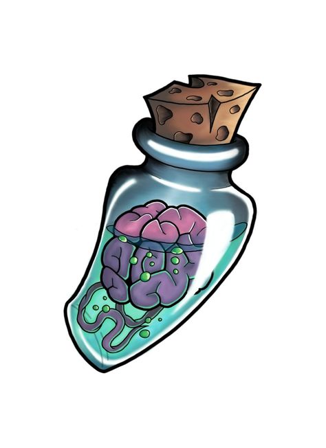 New school tattoo idea Brain In A Jar, Brain Tattoo, Tatuaje A Color, Tattoo Portfolio, Graffiti Characters, New School Tattoo, Men's Hairstyles, Tattoo Art Drawings, Cartoon Tattoos