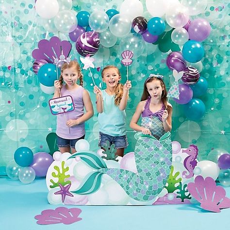 Party Decorations: 5,000+ Decor Items for Picture-Perfect Parties Mermaid Cutout Photo Prop, Mermaid Booth Ideas, Mermaid Photobooth, Mermaid Photo Booth, Mermaid Party Backdrop, Cheap Birthday Decorations, Mermaid Photo Props, Mermaid Decorations, Diy Mermaid Tail