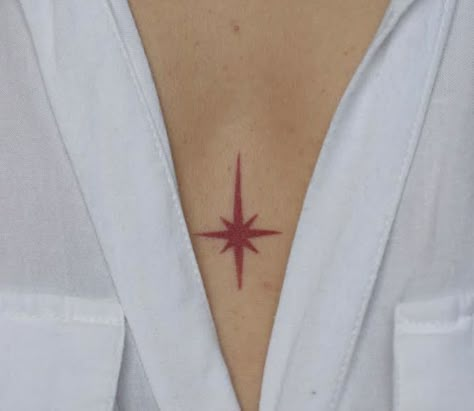 Small Buttcheek Tattoo Ideas, Red Ink Star Tattoo, 8 Point Star Tattoo, Avant Garde Tattoo, Hippie Tattoos, Jagua Henna, Grunge Tattoo, Handpoke Tattoo, Star Tattoo