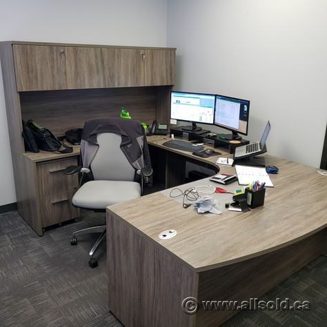 C Suite Office, Desk And Storage Ideas, C Suite, Administrative Office, Desk And Storage, Used Office Furniture, Work Office Decor, Overhead Storage, Club Office