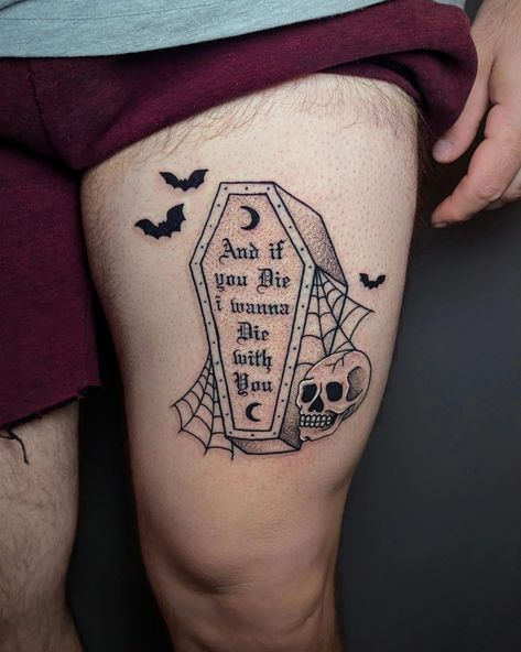 Lonely Day by System of a Down matching coffins 🖤✨ thank you guys! Wednesday Addams Tattoo, Coffin Tattoo, Amazing Craft Ideas, Elbow Tattoos, Spooky Tattoos, System Of A Down, Unique Tattoo Designs, Music Tattoo, Ankle Tattoo