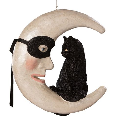 Discover the Hallow's Eve Cat On Moon from Bethany Lowe Designs. Shop Accents & Decor and more from Maisonette's curated selection. Cat On Moon, Moon Ornament, Bethany Lowe Halloween, The Hallow, Bethany Lowe Designs, Halloween Figures, Halloween Moon, Moon Witch, Bethany Lowe