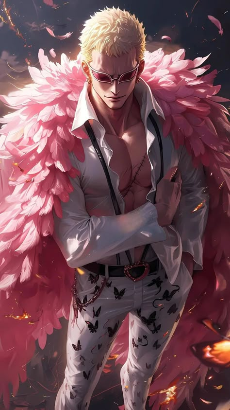 One Piece Realistic Art, Doflamingo Donquixote, Heavenly Demon, Doflamingo Wallpaper, Donquixote Doflamingo, One Piece Cartoon, One Piece Wallpaper Iphone, One Piece Wallpaper, One Piece Stuff