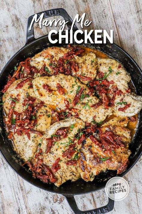 Tender chicken, bathed in a creamy sauce, infused with sun-dried tomatoes and aromatic herbs. This delightful dish will win hearts and create a burst of flavor. Say 'I do' to an easy family meal that your family will love! Chicken With Sun Dried Tomatoes, Crockpot Dump Recipes, Asian Steak Bites, Creamy Pasta Bake, Type Of Pasta, Marry Me Chicken Recipe, Chicken And Rice Dishes, Crockpot Appetizers, Easy Chicken Recipe