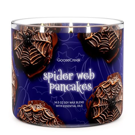 Spider Web Pancakes Large 3-Wick Candle – Goose Creek Candle Candy Corn Cake Pops, Witchy Room Aesthetic, Candy Corn Cake, Goose Creek Candles, Autumn And Halloween, Witchy Room, Halloween Graveyard, Goose Creek, Boo Basket