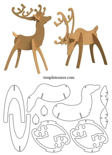 DIY Cardboard Deer Puzzle – Printable 3D Template for Crafting Cardboard Deer Template, Xmas Cardboard Crafts, 3d Deer Template, 3d Cardboard Template, 3d Reindeer Template, Diy Cardboard Reindeer, Paper Patterns Printable, Cardboard Reindeer Template, Wood Deer Diy