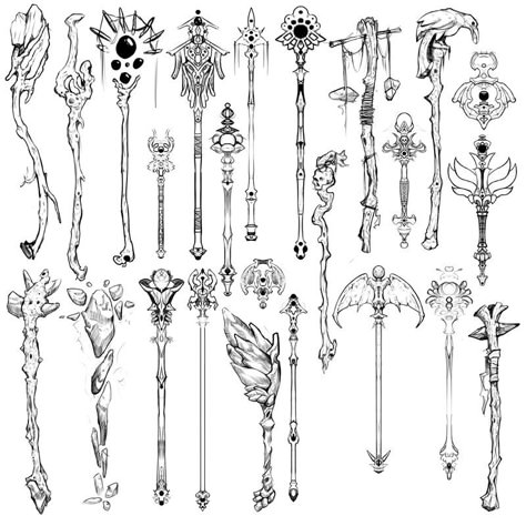 ArtStation - Magic Staff Props, Kerim Turay Staff Drawing Reference, Magic Staff Wizards, Magic Staff Ideas, Magic Wand Drawing, Tatoo Crown, Staff Drawing, Staff Tattoo, Staff Magic, Staff Ideas