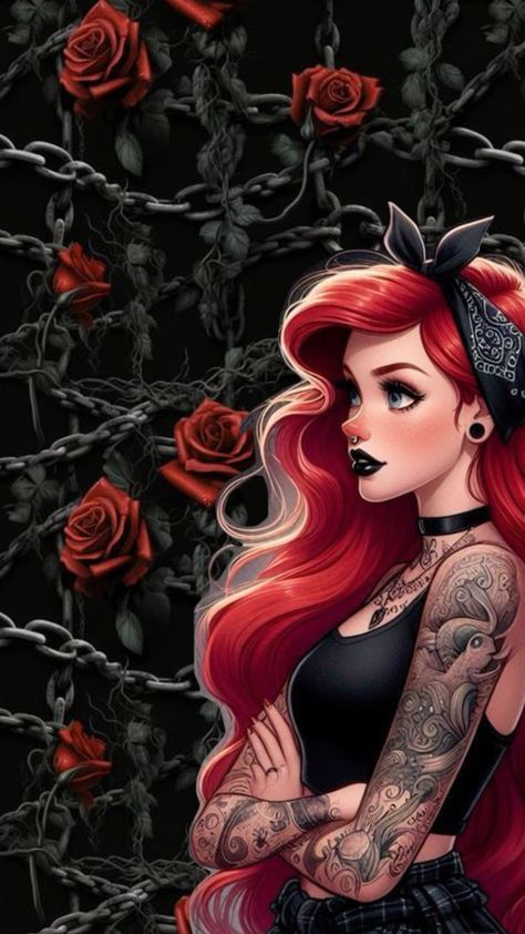 #fyp #wallpaperaesthetic #wallpaperlockscreen #wallpaper #wallpapers #wallapaper Gothic Disney Princesses, Disney Stitch Tattoo, Dark Disney Princess, Dark Disney Art, Twisted Disney Princesses, Goth Disney Princesses, Goth Disney, Punk Disney Princesses, Disney Princess Tattoo