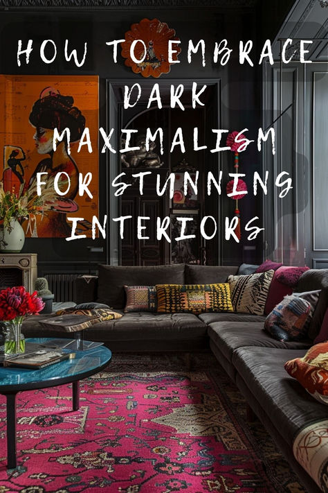 Curious About Dark Maximalism? Learn How To Combine Rich Textures And Dark Colors For A Bold Interior Statement. Click To Embrace! 🏡🖤🎨 #DarkMaximalism #BoldInteriors #RichTextures #StunningDecor #InteriorDesign Moody Maximalist Shelves, Home Decor Jewel Tones, Dark Maximalism Living Room, Traditional Maximalism, Dark Studio Apartment, Dark Maximalist Decor, Cozy Whimsigoth, Maximalism Interior Design, Maximalist Decor Vintage