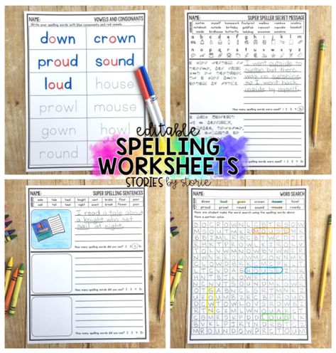 Students need time to practice their spelling words. By having a large number of activities to offer, you can avoid falling into the spelling rut! These low-prep editable spelling worksheets help students practice their words in a fun and engaging way. The Recess Queen Activities, Recess Queen, Routines And Procedures, Consonant Words, Scrabble Words, Rainbow Words, Guide Words, Spelling Worksheets, Spelling Practice