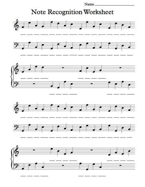 Beginning Note Recognition Worksheet for Individual or Classroom use. Enjoy! Free Music Theory Worksheets, Piano Worksheets, Beginner Piano Lessons, Keyboard Lessons, Piano Classes, Music Theory Worksheets, Music Theory Lessons, Music Teaching Resources, Piano Music Lessons