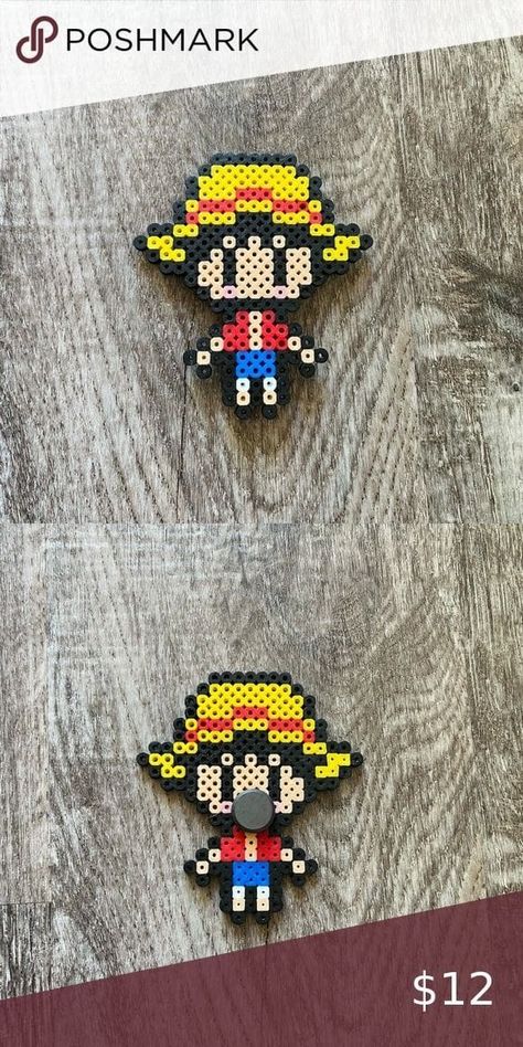 One Piece Beads Pattern, One Piece Pearler Beads, Hama Beads Patterns Anime, Anime Melty Beads, Jojo Perler Beads, Luffy Perler Beads, One Piece Perler Beads Pattern, Perler Bead Anime, Hama Beads Anime