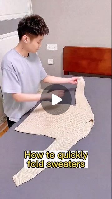 How To Folding on Instagram: "How to fold your sweaters??🧐#foldingclothes #lifetips #foldinghacks #fy" How To Fold Bulky Sweaters To Save Space, Folding Sweaters, Fold Sweaters, How To Fold Long Sleeves, How To Fold Sweaters To Save Space, How To Fold Sweaters, Faded Jeans, Folding Clothes, Scarf Tying