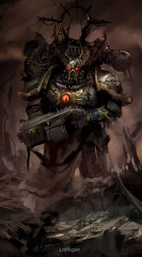 Chaos Space Marine Chosen by Pedro Sena Luna Wolves, Chaos Marine, Warhammer 40k Chaos, Chaos Legion, Space Marine Art, Chaos 40k, Warhammer Chaos, Warhammer 40k Memes, Chaos Space Marines