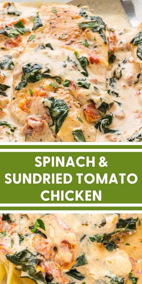 Sun Dried Tomato Spinach Bacon Chicken, Chicken Alfredo With Sundried Tomatoes And Spinach, Chicken Dried Tomatoes Recipes, Sundried Tomato And Spinach Chicken, Sun Dried Tomatoes And Chicken, Chicken Spinach Sun Dried Tomatoes Recipes, Chicken Spinach Sun Dried Tomatoes, Recipes That Use Sun Dried Tomatoes, Spinach Sundried Tomato Chicken