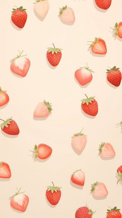 Wallpaper pattern strawberry fruit plant | premium image by rawpixel.com / Aew Cute Wallpaper Strawberry, Strawberry Homescreen, Strawberry Iphone Wallpaper, Cute Strawberry Wallpaper, Pink Cute Wallpaper, Wallpaper Strawberry, Iphone Wallpaper Pink, Cute Iphone Wallpaper, Cherry Wallpaper