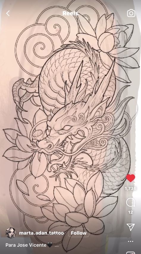 Dragon Tattoo Outline, Dragon Tattoo Drawing, Koi Tattoo Design, Japanese Flower Tattoo, Dragon Tattoo Art, Japanese Dragon Tattoo, Dragon Sleeve Tattoos, Japan Tattoo Design, Japanese Dragon Tattoos