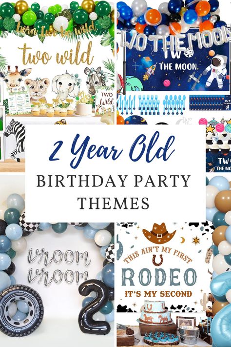 There's so many amazing themes for 2nd birthday parties! Check out this list of 12 ideas for a 2 year old birthday. There's so many possibilities, I'm sure you'll find something your child will love on this list. #birthdaythemes #2yearold #party Year 2 Birthday Theme, Birthday Theme For 2 Year Boy, Two Year Old Theme Party Boys, Cute Two Year Old Birthday Themes, Birthday Party For Two Year Old, 2 Year Party Themes, Themes For 2nd Birthday Boys, Age 2 Birthday Party Ideas, Birthday Themes For 2 Year Boy