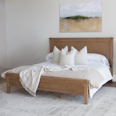 Interior Design Inspo Timeless Headboard Master Bedrooms, Inexpensive King Bed, Platform Wood Bed Frame, Light Wooden Bed Frame, Wood King Size Bed Frame, Modern Organic Bed Frame, Wood Frame Bedroom Ideas, White Oak Bed Frame, Organic Modern Bed Frame