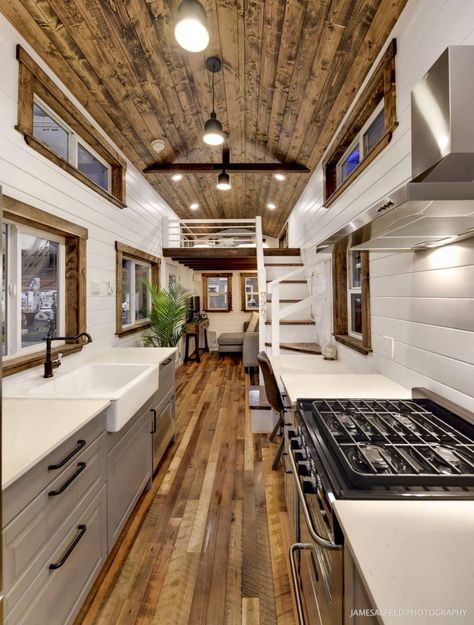 For $95000, you can make this luxurious tiny home your own. Please note that prices may vary over time Tiny Houses For Rent, Tiny House Interior Design, Best Tiny House, Tiny House Inspiration, Tiny House Kitchen, Apartment Renovation, Casa Container, Modern Tiny House, Tiny House Interior