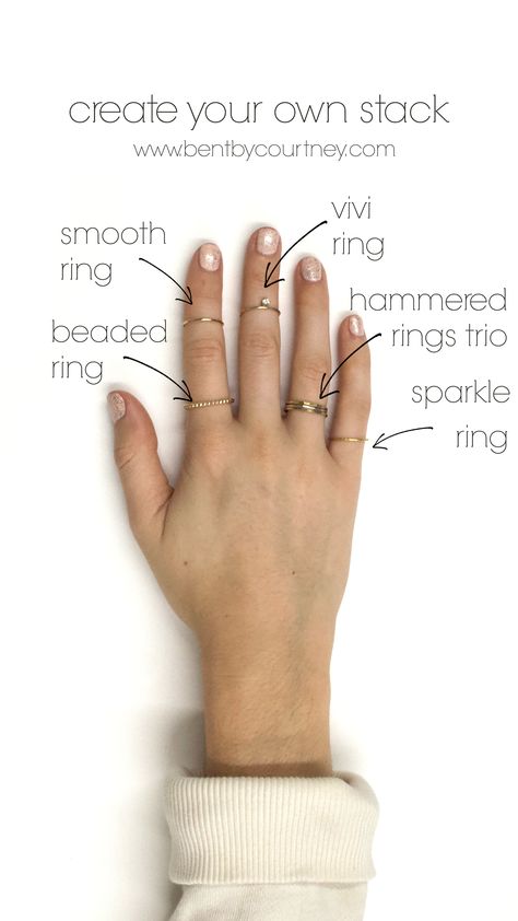 Rings Placement Hands, How To Wear Gold And Silver Rings Together, Ring Looks Multiple, How To Place Rings On Hand, Style Rings Multiple, Perfect Ring Stack, How To Wear Lots Of Rings, Wearing Multiple Rings On One Hand, How To Wear Stackable Rings