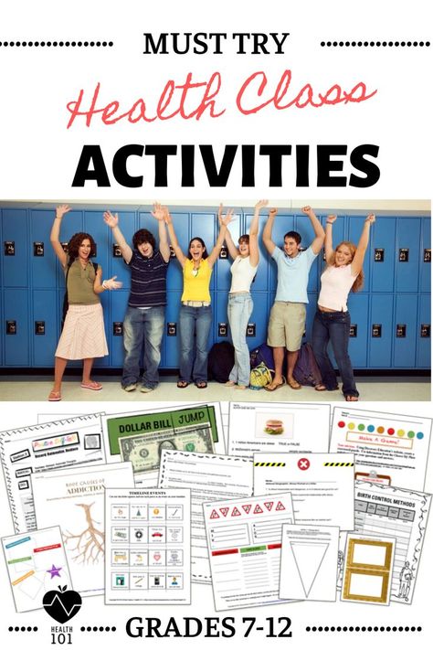 Health Class Activities, High School Health Lessons, Health Science Classroom, Health Classroom, Middle School Health, High School Health, Health Lesson Plans, Health Teacher, High School Lesson Plans