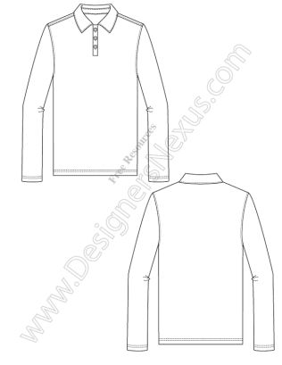 V10 Mens Long Sleeve Polo Fashion Technical Flat Sketch Mens Fashion Dressy, Polo Fashion, Mens Fashion Illustration, Mens Fashion Wear, Flat Sketches, Career Fashion, Fashion Design Portfolio, Fashion Illustration Sketches, Mens Fashion Classy