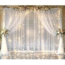 Curtain Lights Backdrop, Curtain With Lights, Curtains With Lights, Backdrop With Lights, Wedding Backdrop Curtains, Photo Shoot Background, Sheer Backdrop, Lights Backdrop, Home Christmas Party